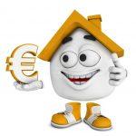 20333426 – small 3d orange house – euro symbol